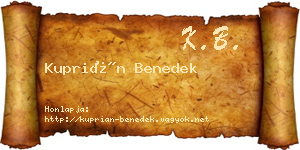 Kuprián Benedek névjegykártya