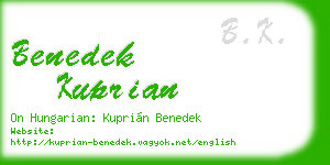 benedek kuprian business card